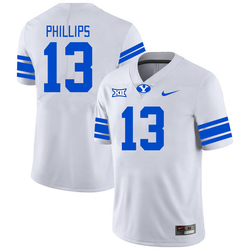 Men #13 Jojo Phillips BYU Cougars College Football Jerseys Stitched Sale-White